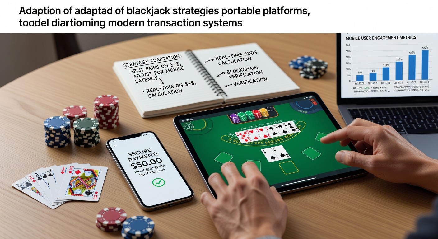 Mobile Blackjack-Schnittstelle mit integrierten Transaktionsoptionen auf einem Smartphone-Display