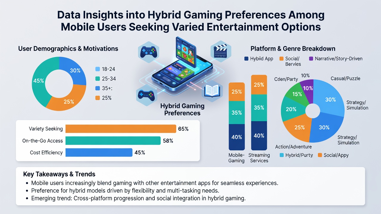 Datenvisualisierung von Gaming-Präferenzen mit Diagrammen und mobilen Geräten im Hintergrund