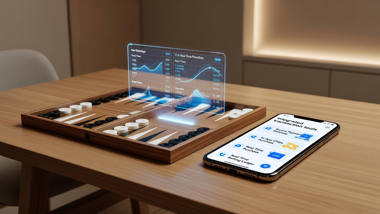 Nahaufnahme einer mobilen App-Oberfläche mit Transaktionsoptionen während eines Tischspiels