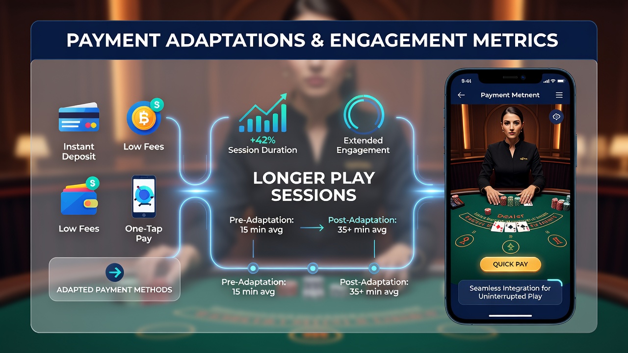 Live-Dealer-Tisch auf Tablet mit integrierten Zahlungsoptionen während einer Spielsitzung