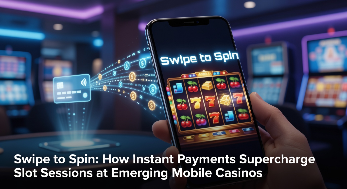 Dynamisches Smartphone-Display mit Swipe-to-Spin-Slot und Instant-Payment-Overlay in einem modernen Mobile Casino