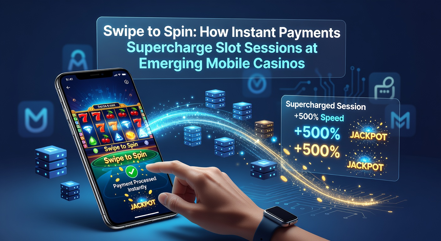 Grafik mit Slot-Rollen, Swipe-Geste und grünem Haken für instant bezahlte Drehung auf Mobile-Gerät