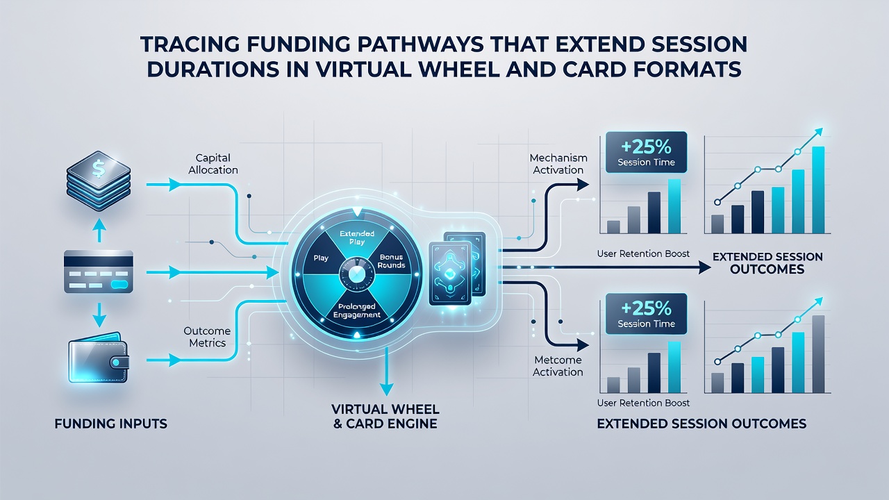 Grafik zu Session-Dauern in virtuellen Rad- und Kartenspielen mit Fokus auf Funding-Pfade